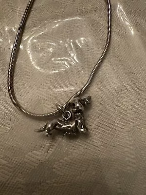 Sterling SIlver 3D Dachshund Dog Charm/Pendant With 19” Sterling Chain Vintage • $62.50