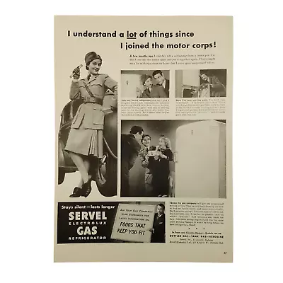 1942 Servel Electrolux Gas Refrigerator Vintage Print Ad WWII Stays Silent • $6.30