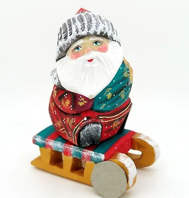 Wooden Figure Carving Sculpture Russian Doll Father FROST Christmas Santa SMALL • £49.34