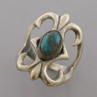 Vintage Southwestern Sterling Silver Turquoise Ring Size 7 • $154.03