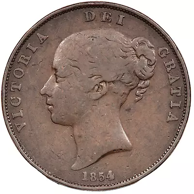 1854 4 Over 3 Queen Victoria Young Head Penny (very Rare) (#4123) • £50