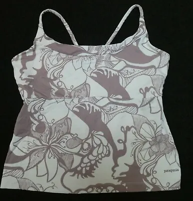 Patagonia Women's Green/brown Print Racer-back Cami Sports Bra Top Sz M • £14.46