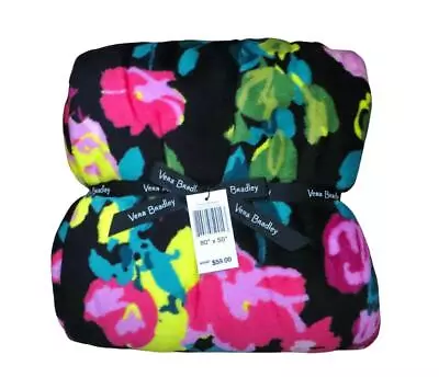 New NWT Vera Bradley Hilo Meadow Plush Throw Blanket 50 X 80 Black Pink Floral • $39.99