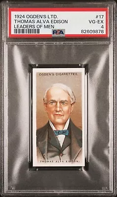 1924 Ogdens Ltd. Leaders Of Men #17 Thomas Edison Psa 4 Very Good / Excellent • $1