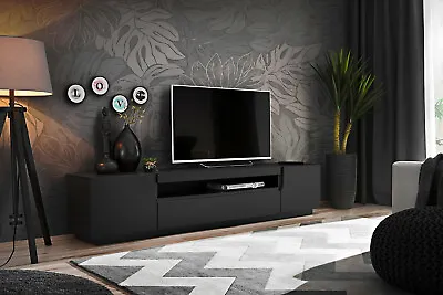TV Unit Stand Modern Floating Cabinets Living Room Cupboard Display  Black • £299