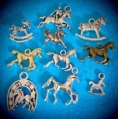 Tibetan Alloy Horse Charms Pendants Antique Silver Bronze Gold Pendants Equine • £1.80