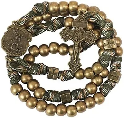 St. Michael Paracord Rosary Bronze Beads Corded Rosary Jesus Cross 20  • $23.93