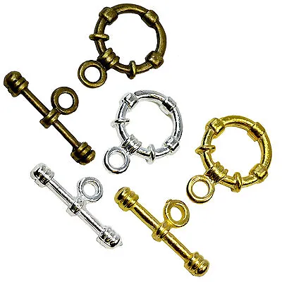ROUND TOGGLE CLASPS Silver Gold Antique Bronze Bracelet Jewellery Findings BULK • £1.39