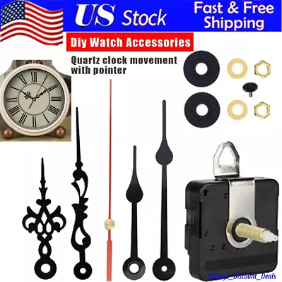 DIY Wall Quartz Clock Movement Mechanism Replacement Kit Tool Parts Red Hands US • $5.87