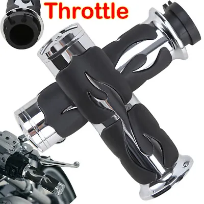 1  Motorcycle Handle Bar Hand Grips W/ Throttle For Honda Yamaha Harley Kawasaki • $28.15