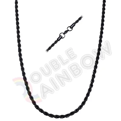 Men Stainless Steel Gold/Silver/Black Plated 2mm/3mm/4mm/5mm Rope Necklace Chain • $7.73