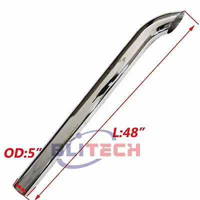 5  OD X 48  Length Chrome Curved Exhaust Stack Pipe Tailpipe 48 Inch Long Tube • $145.90