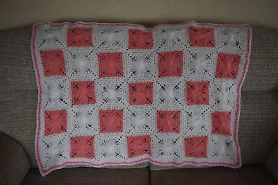 Hand Crocheted/Knitted Baby Blanket For Pram Pushchair Cot • £5