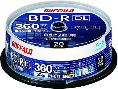 BUFFALO Blu-ray Disc 20 Spindle 50 GB 6X Speed BD-R DL RO-BR50V-020PW/N Japan • $40.99