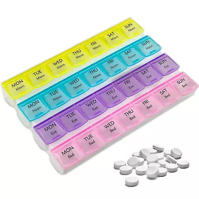 Pill Box Daily Medicine Box 7 Day Pills Organiser Boxes Holders Travel Dispenser • £3.49