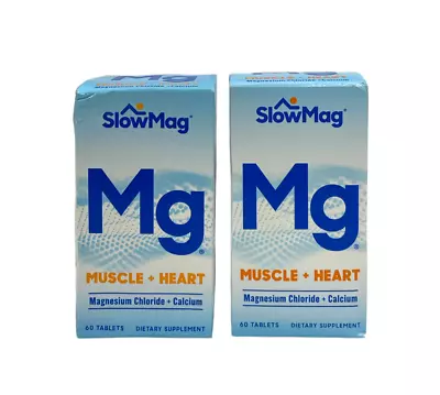  Slow-Mag Mg Muscle + Heart Magnesium Chloride & Calcium (60tablets Each) 2 Pk • $19.59
