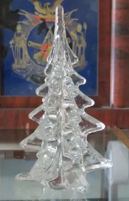 Vintage Crystal Art Glass Christmas Tree Pine Evergreen Figure 6.5  Inch • $4