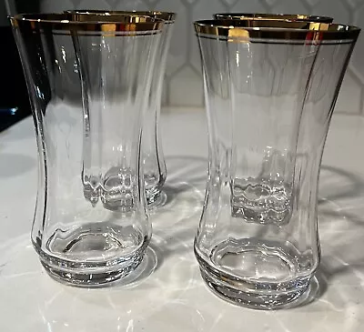 Mikasa Jamestown Clear Gold Trim Highball Glasses Set Of 4 • $65