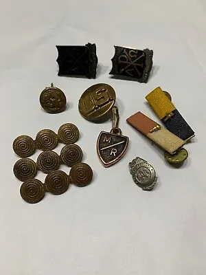 Vtg Lot 11 Pc Jewelry Military Enamel On Metal Pins Charms Button  • $45