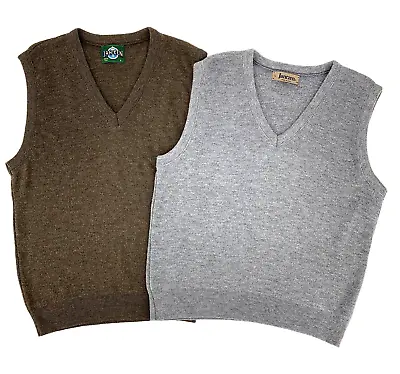 Vintage 90s Jantzen Brown & Gray V-Neck Sweater Vest LOT Mens Large Made In USA • $28.99