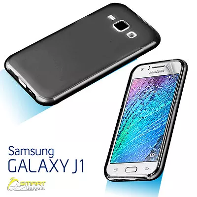 Black Matte Gel Case For Samsung Galaxy J1 J100Y Jelly Soft Cover +Screen Guard • £3.10