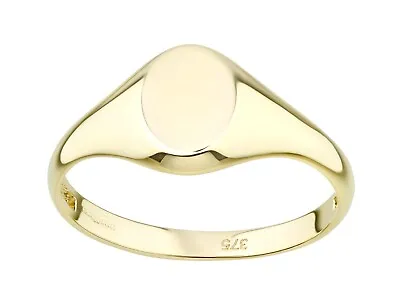 9ct Yellow Gold Oval Signet Ring Size J K L M N O P Q R S • £79.95