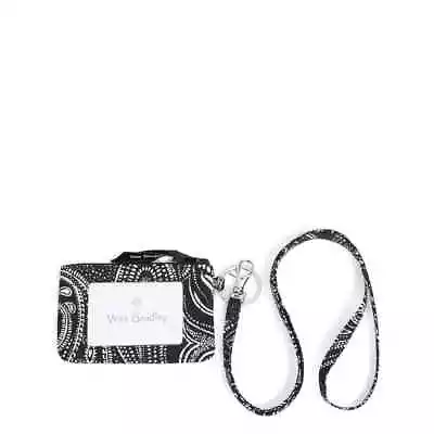 Vera Bradley Zip ID Case & Lanyard Stellar Paisley NWT Black White • $18.04