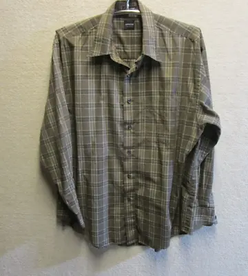Arrow Men's Shirt Size L Long Sleeves Plaid Brown Beige Wrinkle Free Button Up • $4.90