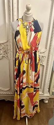 Karen Millen Bnwt Multicoloured Paint Stroke Tie Waist Maxi Dress 10 • £19.99