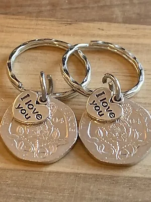 20th Wedding Anniversary Gift Keyrings 2004 Coins And Charms In Gift Bag X2 • £9.99