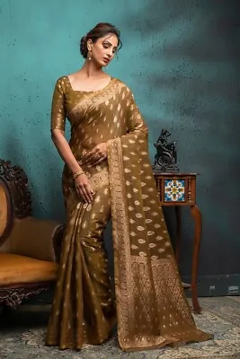 $38 • Buy Bollywood Party Wear Indian Span Cotton Saree With Unstitched Or Stitched Blouse