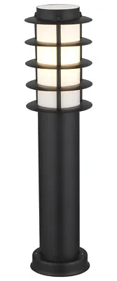 LED BLACK Bollard Garden Lamp Post Stainless Steel Outdoor Pathway Light ZLC309 • £25.99