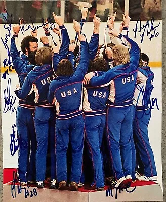 1980 Usa Olympic Hockey Gold Medal 9 Signed Podium 8x10 Eruzione Craig Broten • $175