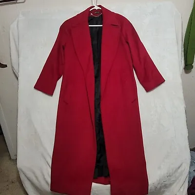 Jules Miller New York Womens Trench Coat Size M Medium USA Red Pure Wool • $95.87