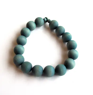 Aarikka Finland Vintage Chunky Necklace In Turquoise Color Wood Beads • $45