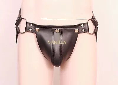 Real Leather Jockstrap Mens Underwear Gay Sexy Thong Slip String Briefs Jock • £44.50