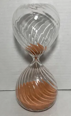 Vintage MCM Swirl Glass Hourglass Pink Sand Timer 8  • $39.99