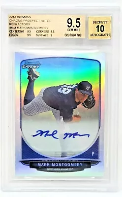 2013 Bowman Chrome REFRACTOR /500 Yankees MARK MONTGOMERY RC Auto Card GEM MINT! • $29.99