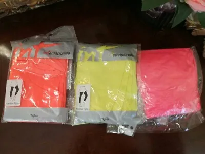 3 Pairs Fluorescent Footless Tights Size S - M  Unused Assorted Colours • £4