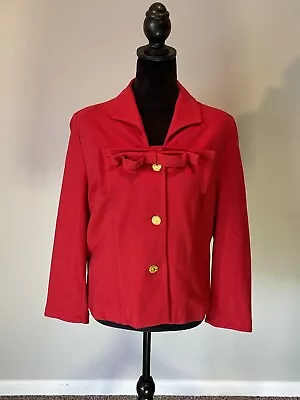 Cabi Women’s Red Blazer Beau Bow Sz 14 • $34.99