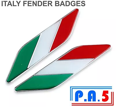 2x Italy Flag Wing / Fender Badges New Italian Car Van 500 Abarth 147 GTV Stilo • £6.79