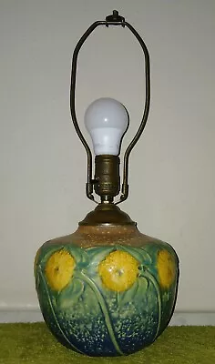 Roseville Sunflower Factory Lamp Perfect! Vintage Arts & Crafts Mission Pottery • $795