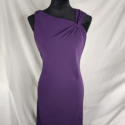 Vintage 90s! S.L. FASHIONS Size 10 Purple Asymmetrical Hem Chiffon Maxi Dress • $26.99