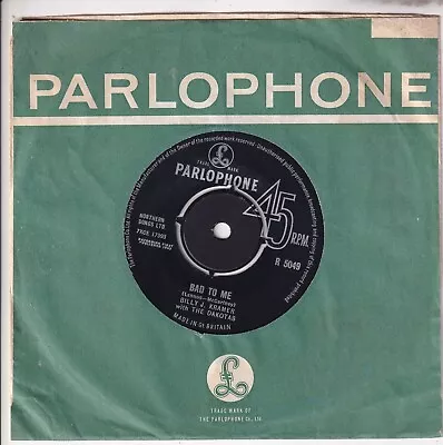 Billy J.kramer..bad To Me..very Good 1963 Parlophone Pop / Beat 7 ..r 5049 • £2.99