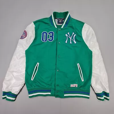 Majestic Athletic Yankees Mens Jacket Green XL Varsity Bomber World Series 1943 • £46.74