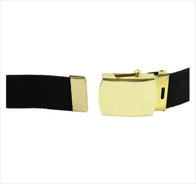 Genuine U.s. Army Belt: Black Cotton With 22k Gold Flash Buckle And Tip • $18.45