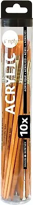 Daler Rowney - Simply Brushes Set - 10 Assorted Sizes Short Handled For Acrylic • £16.99