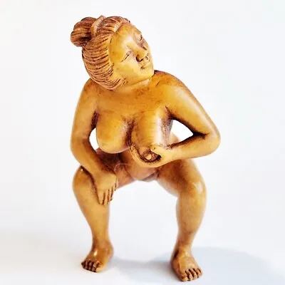 £9.99 • Buy Sale -Collectible 30 Years Old 2   Hand Carved Boxwood Netsuke  - Geisha Woman