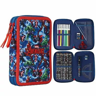 Marvel Large Filled Pencil Cases With Avengers Stationary Supplies For Boys • £14.49