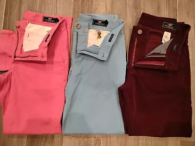 Lot Of Three Pair Men's VINEYARD VINES Color Chino & Corduroy Pants 28/30 • $49